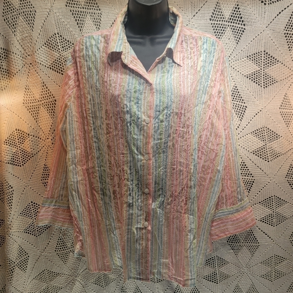 Bon Worth size large pastel colored button down top.